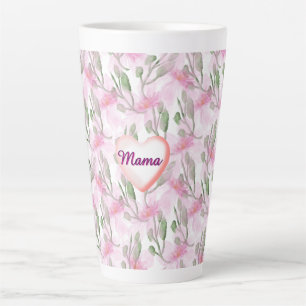 Caneca De Café Latte Presente floral em aquarela personalizado e custom