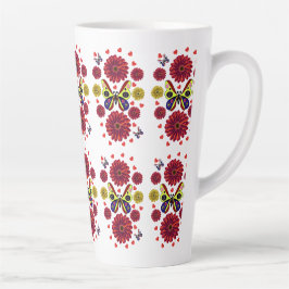 Caneca De Café Latte Presente Floral Personalizado de Borboleta da Prim