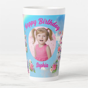Caneca De Café Latte Presente Mágico de Aniversário para Meninas com Fo