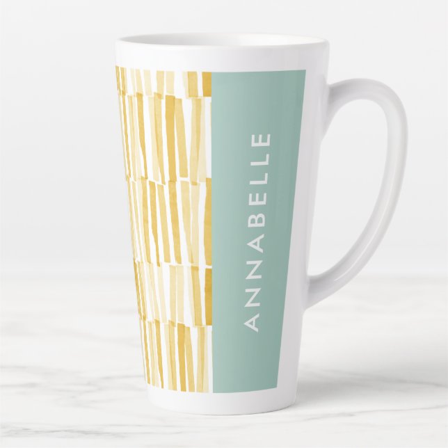 Caneca De Café Latte Presente personalizado com padrão abstrato moderno (Direita)