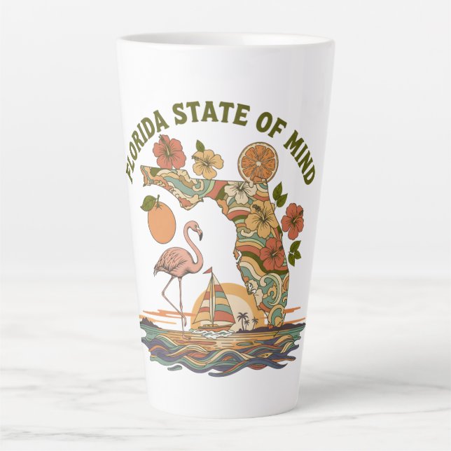 Caneca De Café Latte Presente Retro do Estado de Espírito da Flórida Fl (Frente)