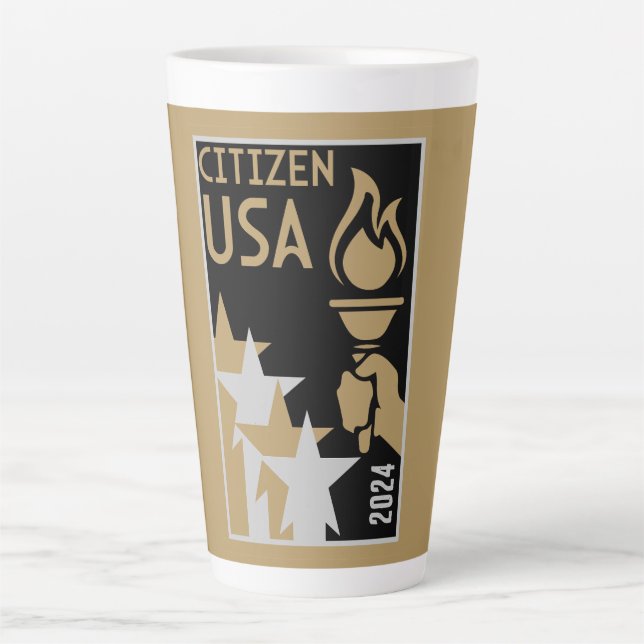 Caneca De Café Latte Presentes de cidadania americana (Frente)
