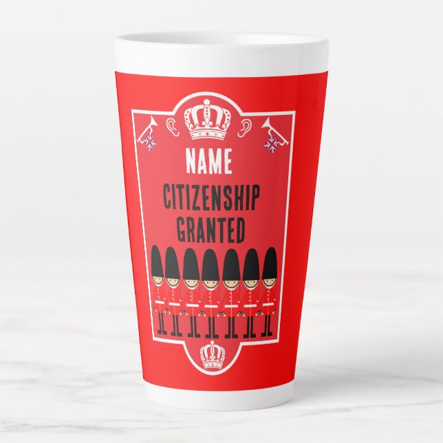 Caneca De Café Latte Presentes de Cidadania Britânica (Frente)