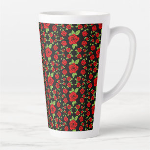 Caneca De Café Latte Presentes de cozinha de padrão de rosa