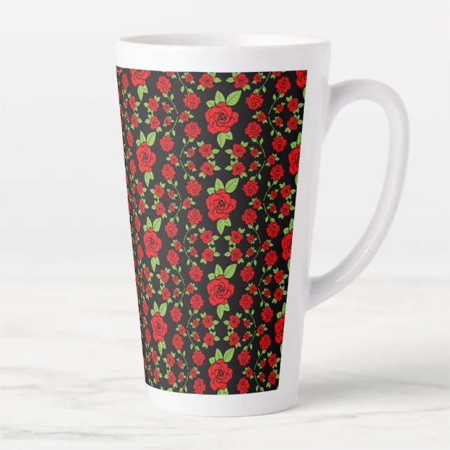Caneca De Café Latte Presentes de cozinha de padrão de rosa (Direita)