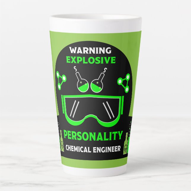 Caneca De Café Latte Presentes de Engenheiros Químicos Engraçados (Frente)