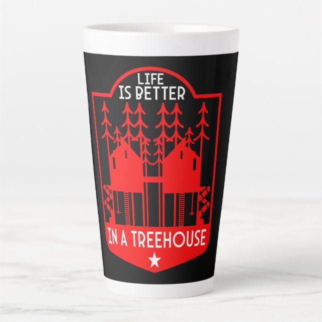 Caneca De Café Latte Presentes De Treehouse Playhouse E Roupa (Frente)