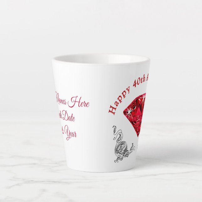 Caneca De Café Latte Presentes personalizados de 40 anos, Latte Mug (Frente)