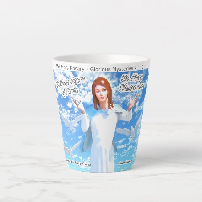 Caneca De Café Latte Pressuposição de Ruas. Maria no Céu (Frente)