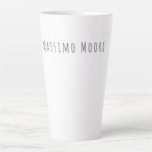 Caneca De Café Latte Preto Branco Simples Elegante Casual Nome Próprio