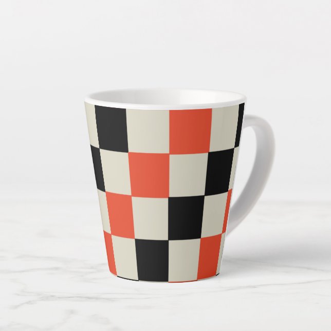 Caneca De Café Latte Preto e Vermelho (Ângulo direito)