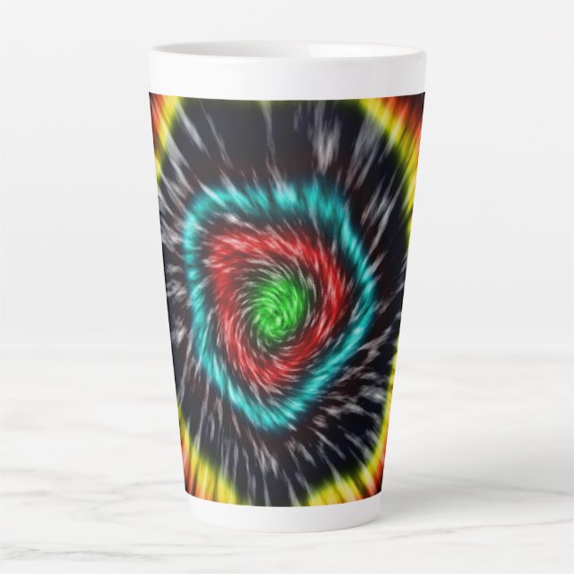 Caneca De Café Latte Preto Opal Tie Dye, (Frente)