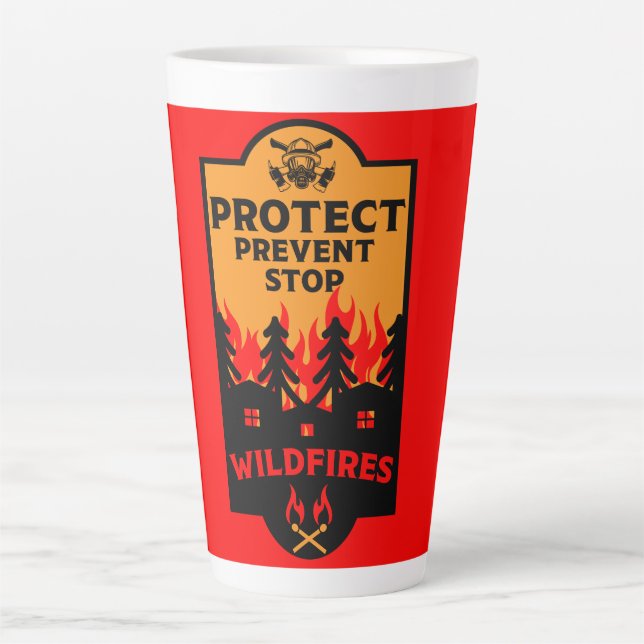 Caneca De Café Latte Prevenção contra incêndios florestais (Frente)
