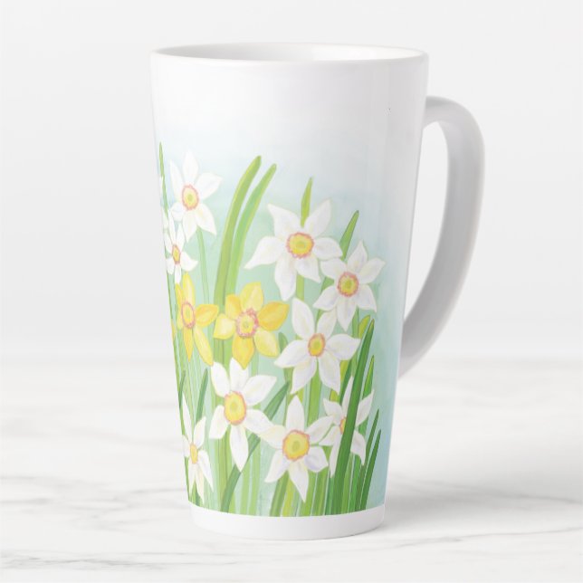 Caneca De Café Latte Primavera Daffodils (Ângulo direito)