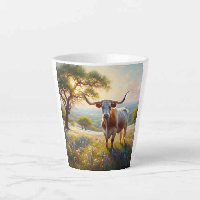 Caneca De Café Latte Primavera do Texas longhorn (Frente)