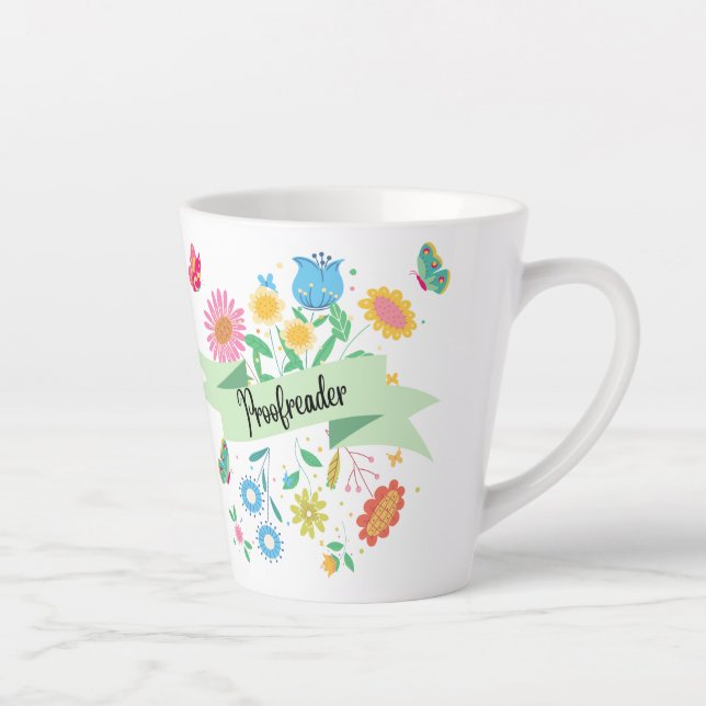 Caneca De Café Latte Primavera Floral Mug Proofreader (Direita)