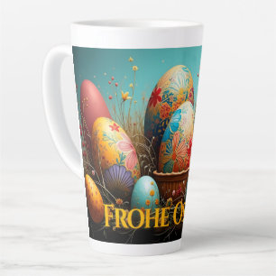 Caneca De Café Latte Primavera Magia com Ovos de Páscoa