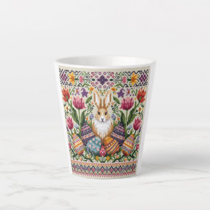 Caneca De Café Latte Primavera/Páscoa de cor branca