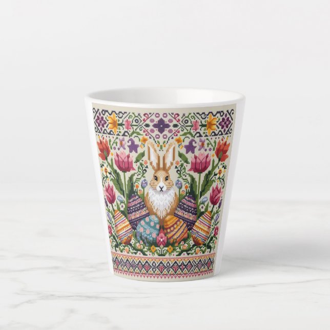 Caneca De Café Latte Primavera/Páscoa de cor branca (Frente)