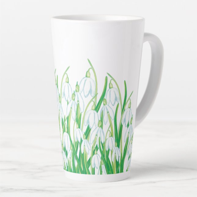 Caneca De Café Latte Primavera Snowdrops Latte Mug (Ângulo direito)