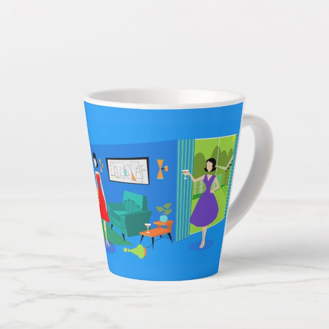 Caneca De Café Latte Primaveras De Palma Atômica (Ângulo direito)