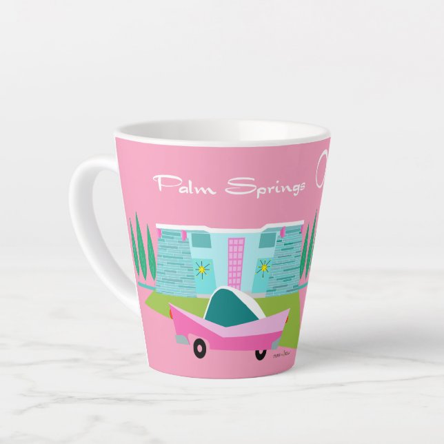 Caneca De Café Latte Primaveras de palma cor-de-rosa Latino (Ângulo esquerdo)