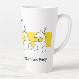 Caneca De Café Latte Primeiro Festa de Comboio Aniversário