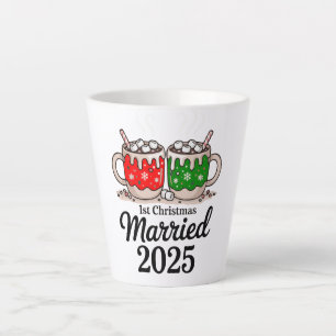 Caneca De Café Latte Primeiro Natal Casado 2025   Chocolate Quente Boni