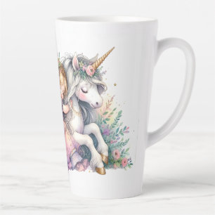 Caneca De Café Latte Princesa Unicórnio Pastel Conto de Fadas Fantasia