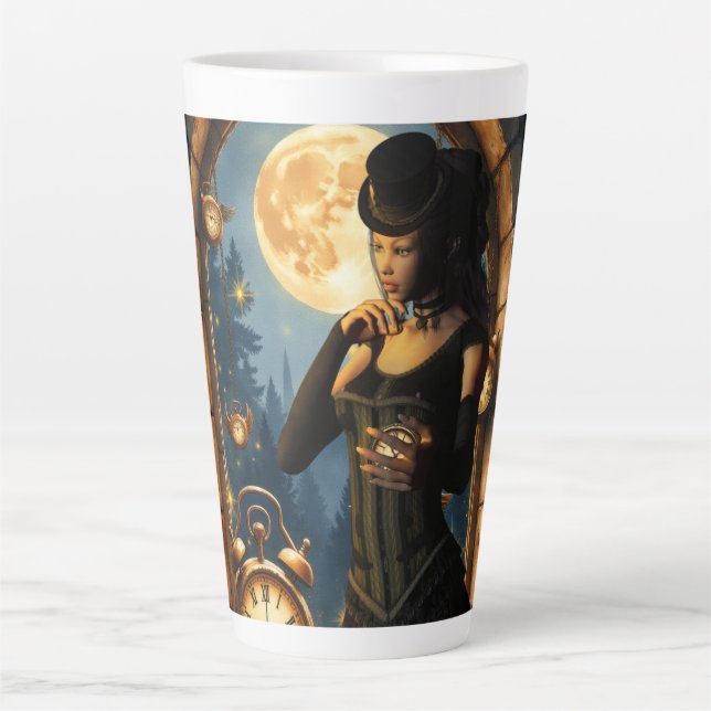 Caneca De Café Latte Princess of the Clocks – Keeper of Moonlit Hours.  (Frente)