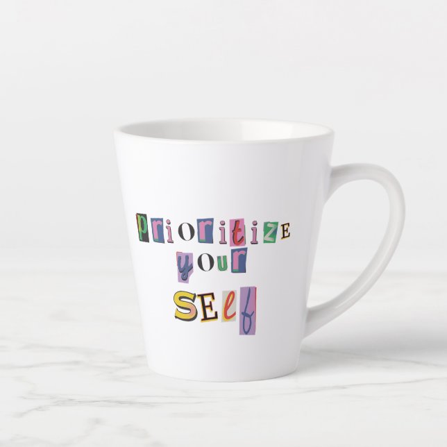 Caneca De Café Latte Priorize a Si Mesmo (Direita)
