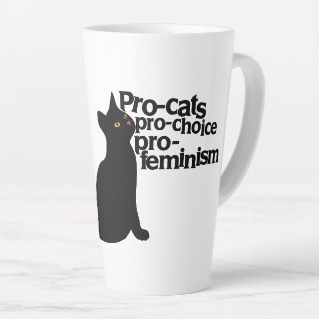 Caneca De Café Latte pro-cats pro-choice pro-feminism (Ângulo direito)