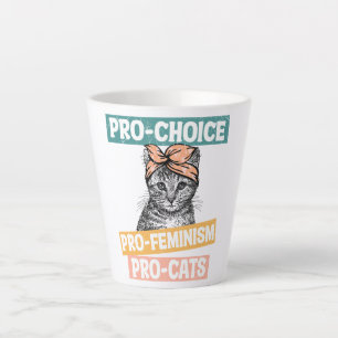 Caneca De Café Latte Pró-Escolha, Pro-Feminismo, Pro-Cat Tambor