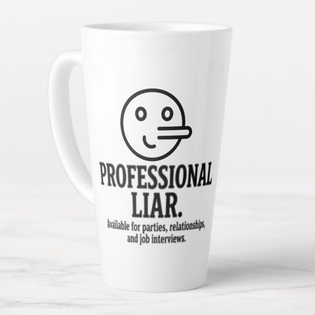 Caneca De Café Latte Professional Liar For Parties, Relationships & Job (Ângulo esquerdo)