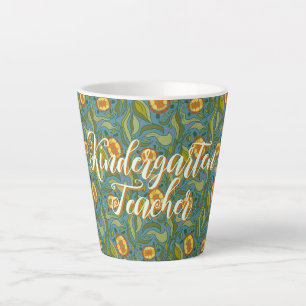 Caneca De Café Latte Professor de Jardim de Infância Tartarugas em Folh