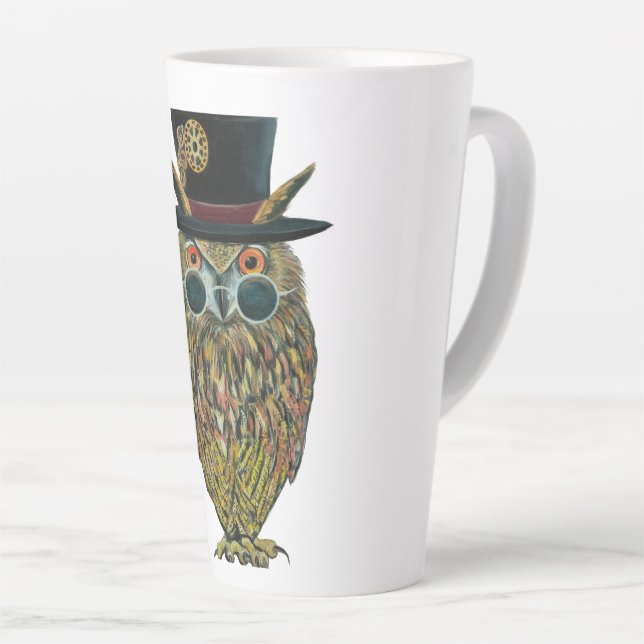 Caneca De Café Latte Professor Owl O Cientista Aviano Dapper (Ângulo direito)