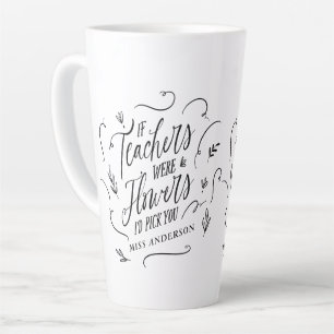Caneca De Café Latte Professora moderna escritura elegante chaveiro pre