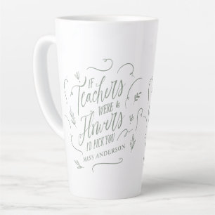 Caneca De Café Latte Professora moderna escritura elegante sage chaveir