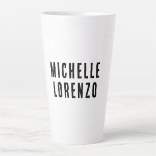 Caneca De Café Latte Profissional Moderno Simples Plano Nome Preto Bran