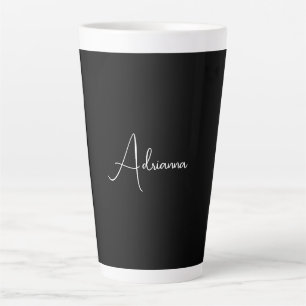 Caneca De Café Latte Profissional preto adicione o nome caligrafia retr