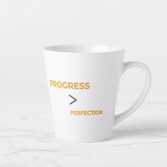 Caneca De Café Latte Progress Over Perfection Minimal Motivational  (Direita)