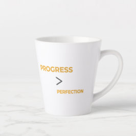 Caneca De Café Latte Progresso Acima da Perfeição Minimal Motivacional