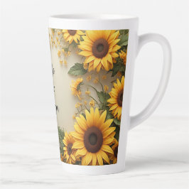 Caneca De Café Latte Projeto de Jardim de Girassóis de Verão