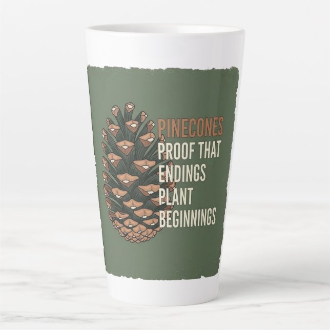 Caneca De Café Latte Promessa Evergreen - design de pinho (Frente)