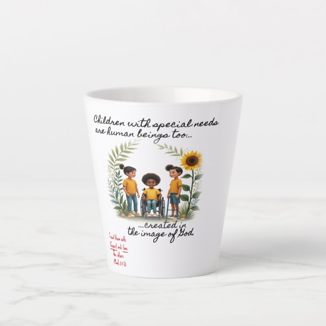 Caneca De Café Latte Promoção de Crianças com Necessidades Especiais (Frente)