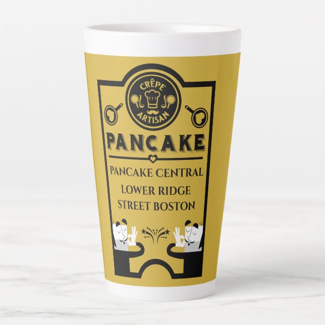 Caneca De Café Latte Promocional de Vendedor de Pancake (Frente)
