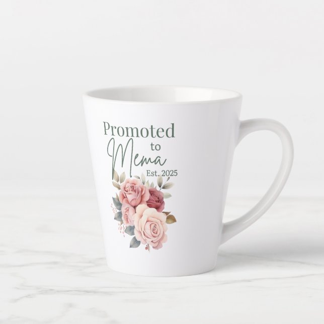 Caneca De Café Latte Promovido a Mema Mug - Presente da Avó Floral (Direita)