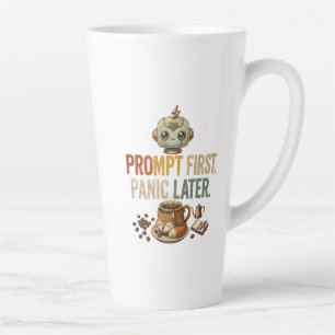 Caneca De Café Latte Prompt Primeiro Pânico Depois Camiseta Engraçada d