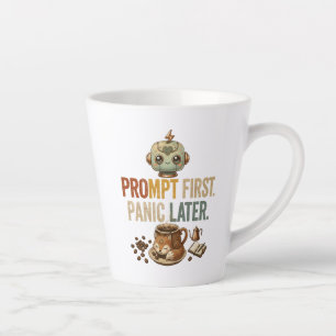 Caneca De Café Latte Prompt Primeiro Pânico Depois Camiseta Engraçada d