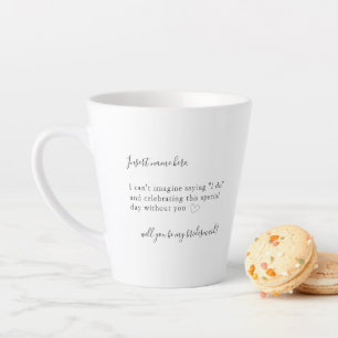 Caneca De Café Latte Proposta de Bridesmaid de Caligrafia Simples Moder